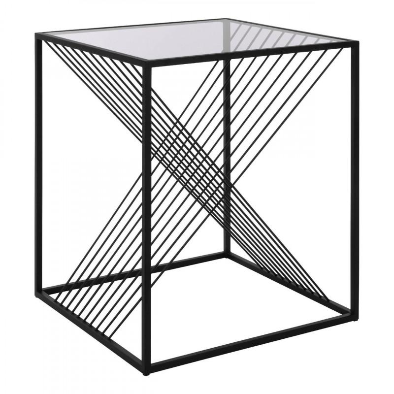 OTAWARA MESA LATERAL VIDRIO ACERO L455 H550